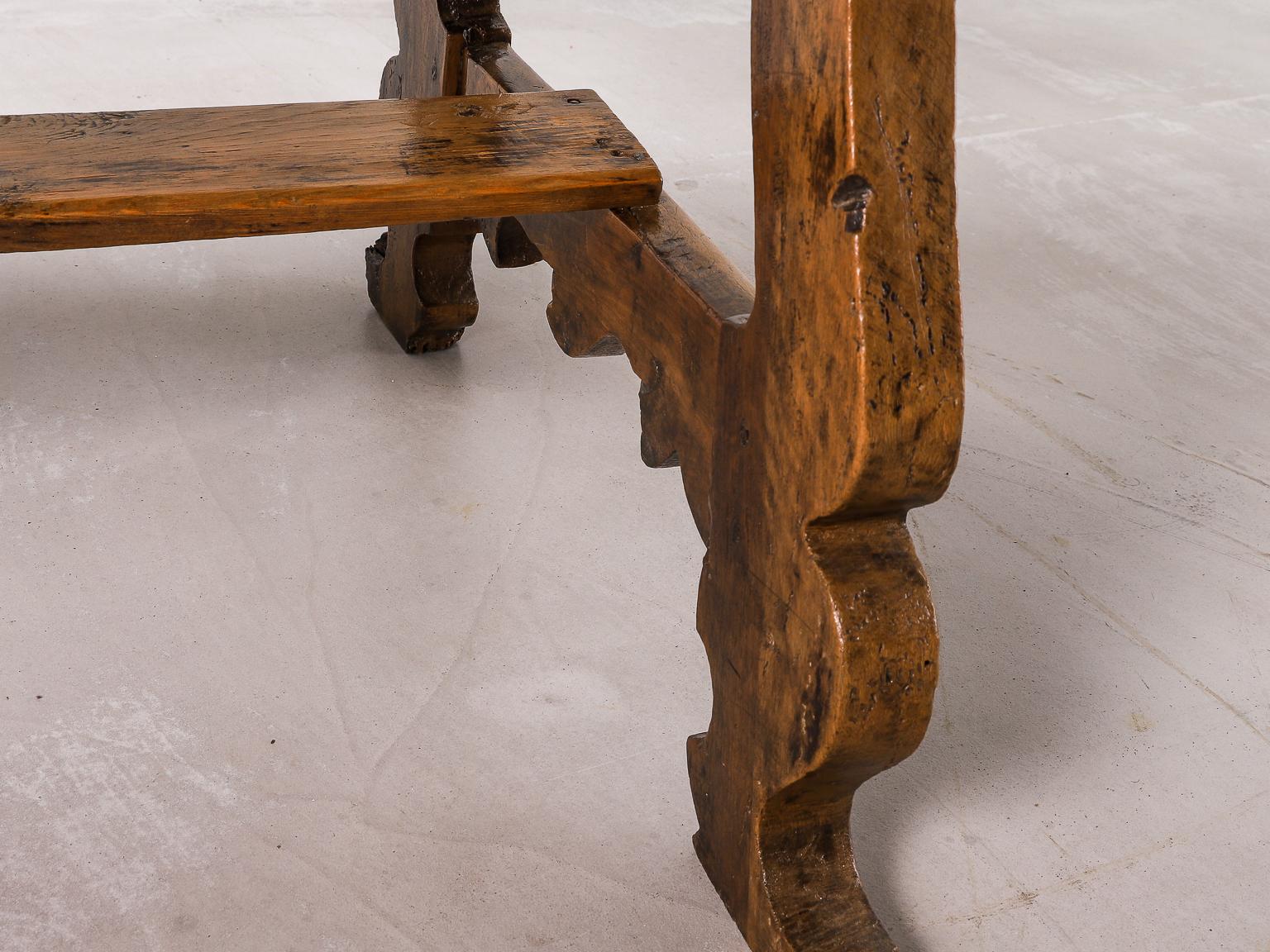 17th Century Spanish Baroque Walnut Writing Desk with Iron Details 7
