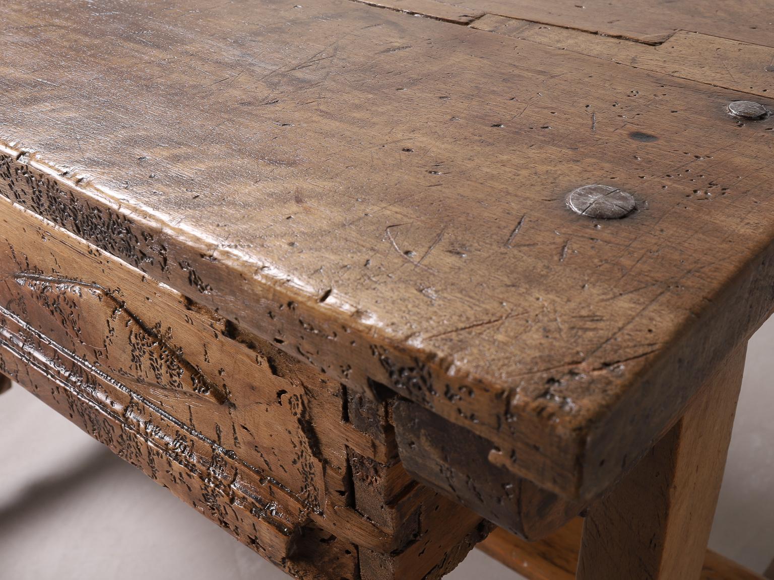17th Century Spanish Baroque Walnut Writing Desk with Iron Details 9