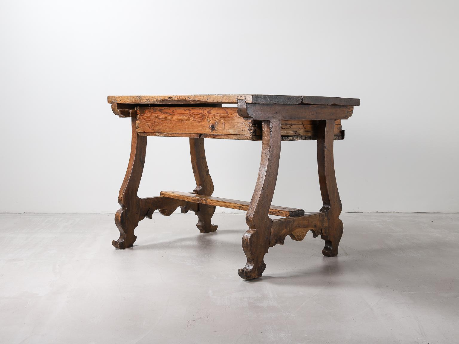 Woodwork 17th Century Spanish Baroque Walnut Writing Desk with Iron Details