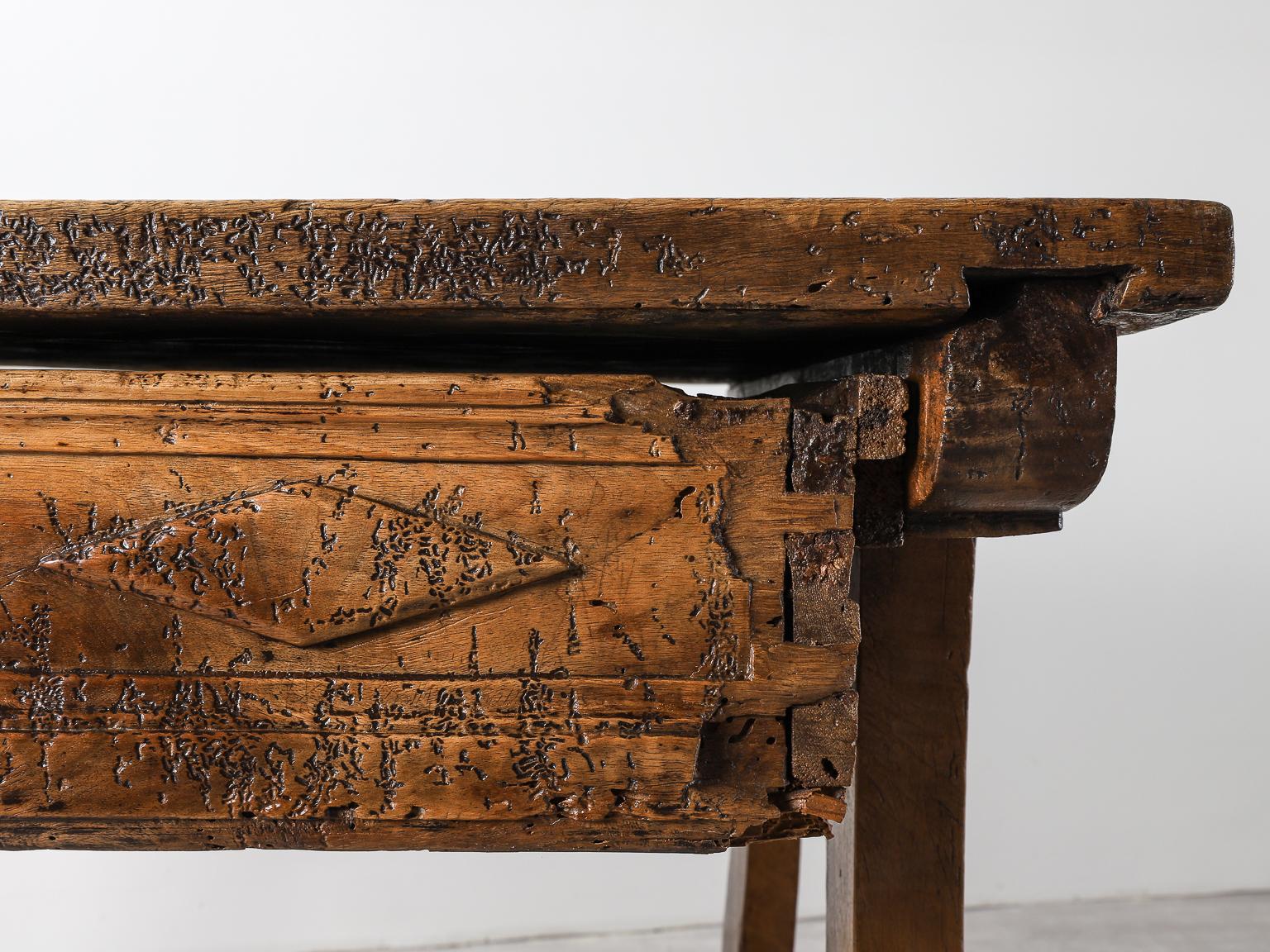 18th Century and Earlier 17th Century Spanish Baroque Walnut Writing Desk with Iron Details