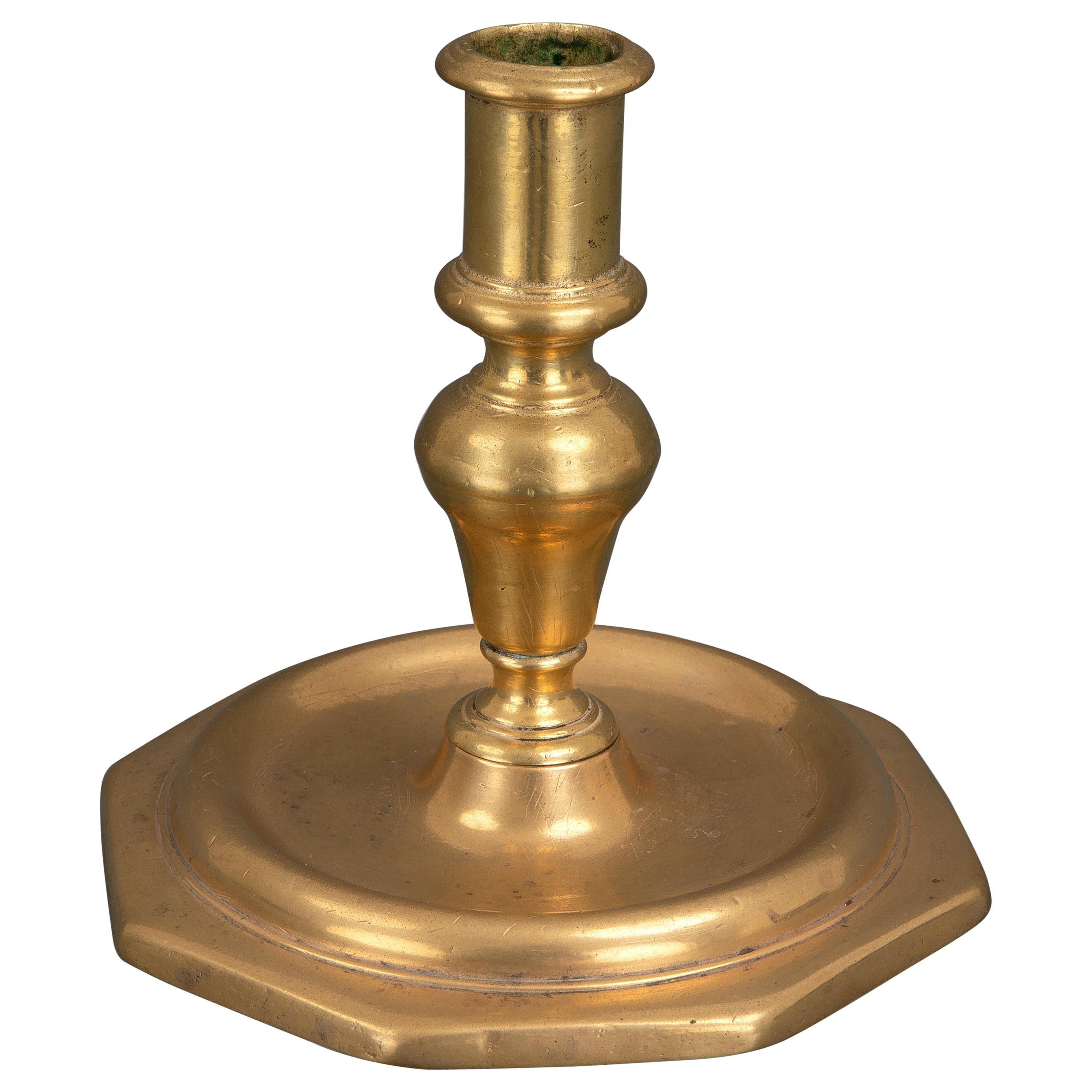 17th Century Spanish Brass Candlestick For Sale