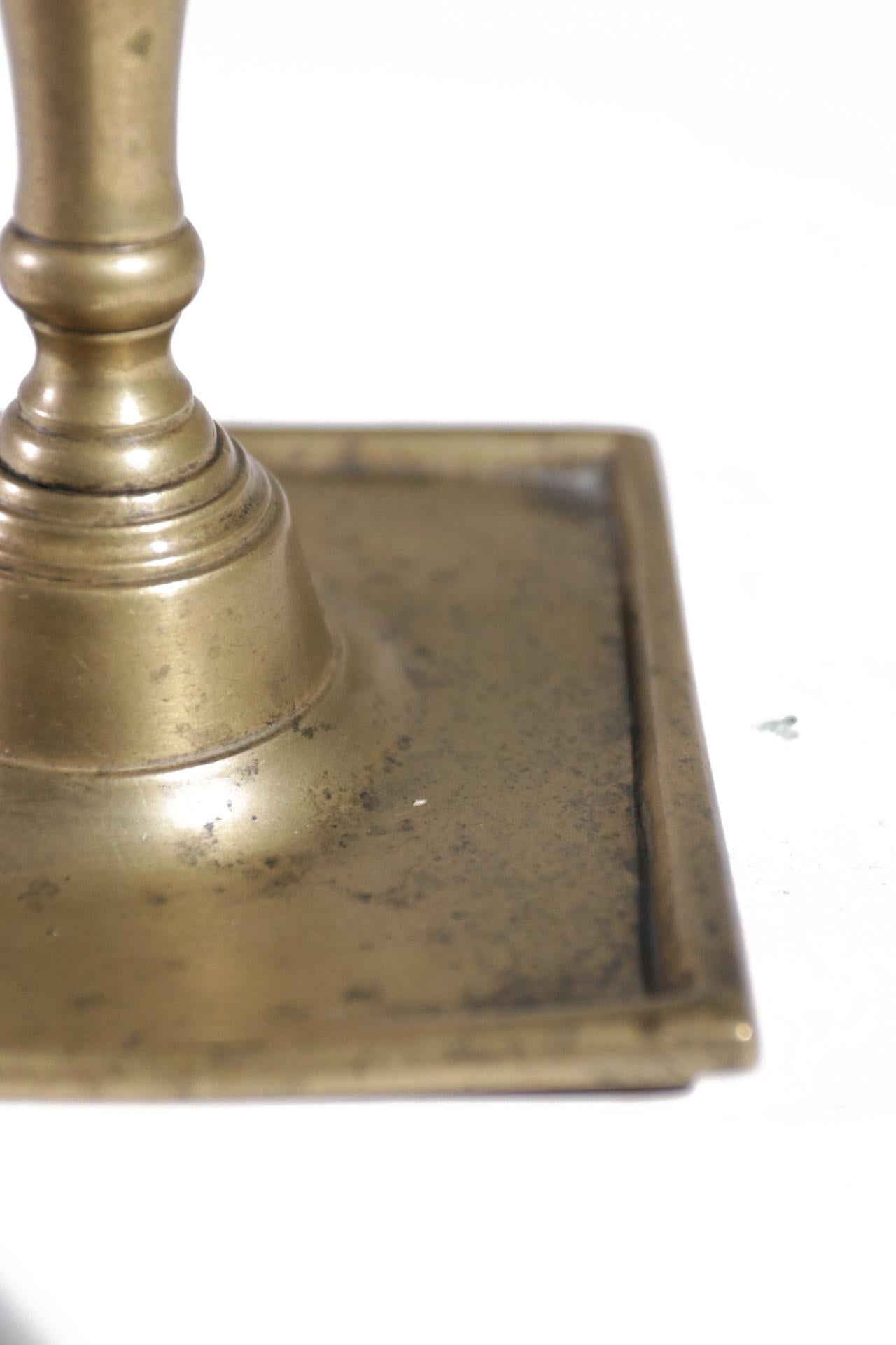 Baroque 17th Century Spanish Brass Candlestick, Free Shipping For Sale