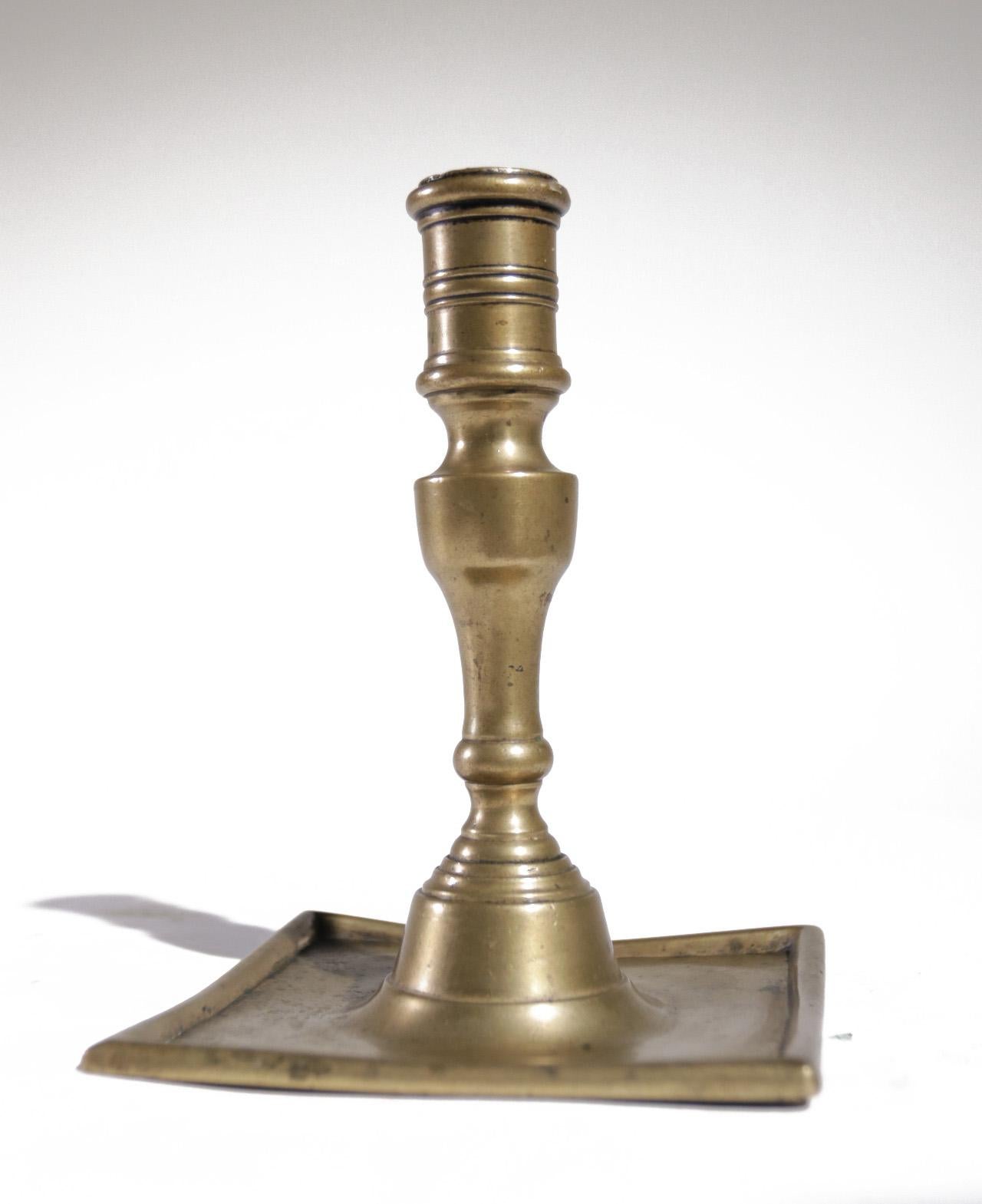 17th Century Spanish Brass Candlestick, Free Shipping For Sale 1