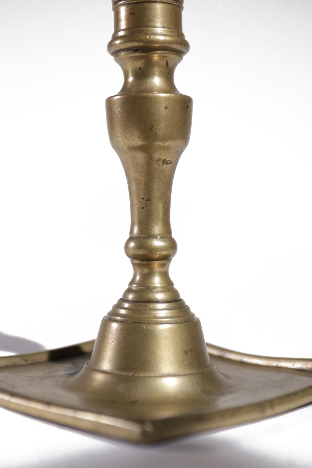 17th Century Spanish Brass Candlestick, Free Shipping For Sale 2