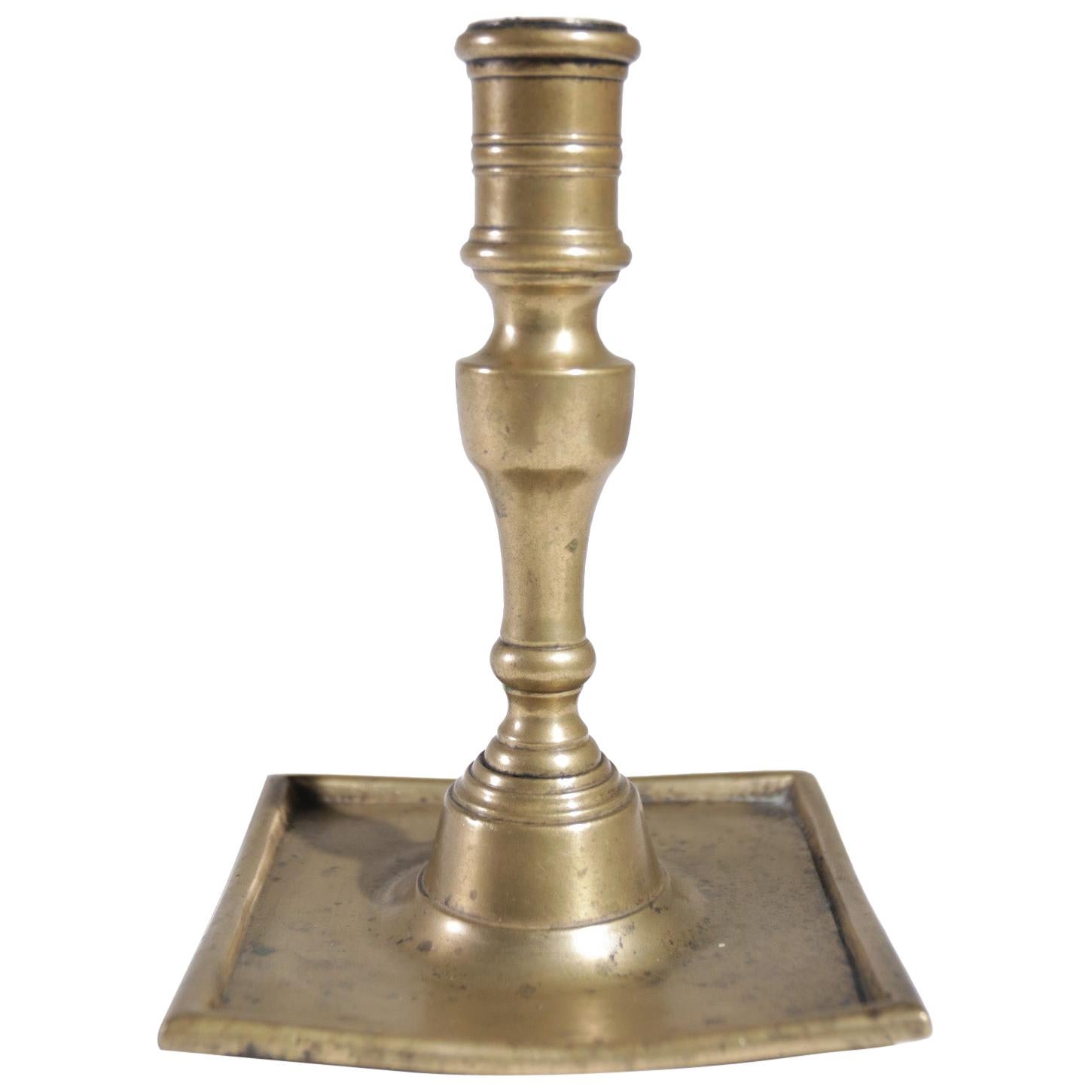 17th Century Spanish Brass Candlestick, Free Shipping For Sale