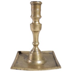 17th Century Spanish Brass Candlestick, Free Shipping