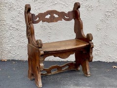 17th Century Spanish Carved Church Bench