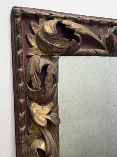 17th Century, Spanish carved, gilt and painted Leaf frame. Newer mirror plate.