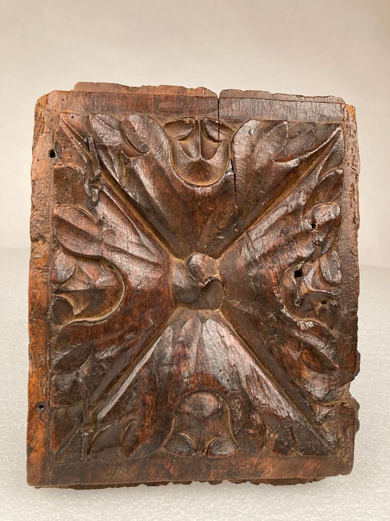 17th Century Spanish Carved Walnut Door Panel In Good Condition For Sale In Stamford, CT