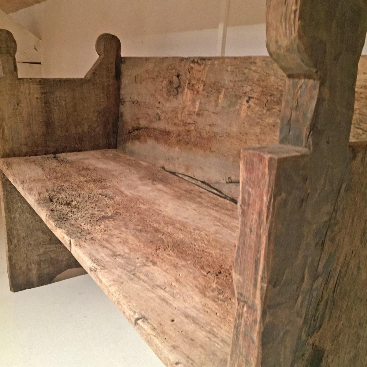17th Century Spanish Chestnut Bench Settee 2
