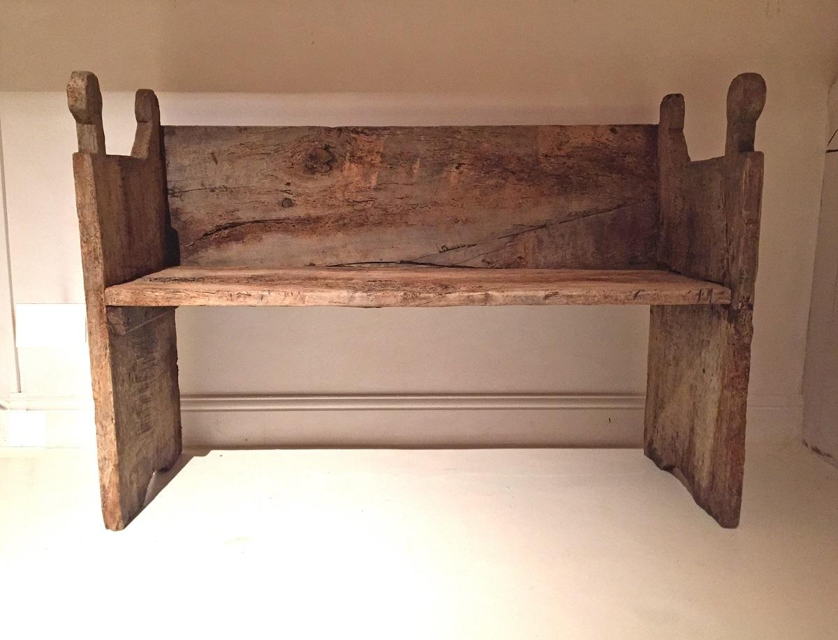 Rustic 17th Century Spanish Chestnut Bench Settee