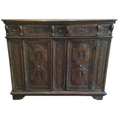 17th Century Spanish Chip-Carved Credenza
