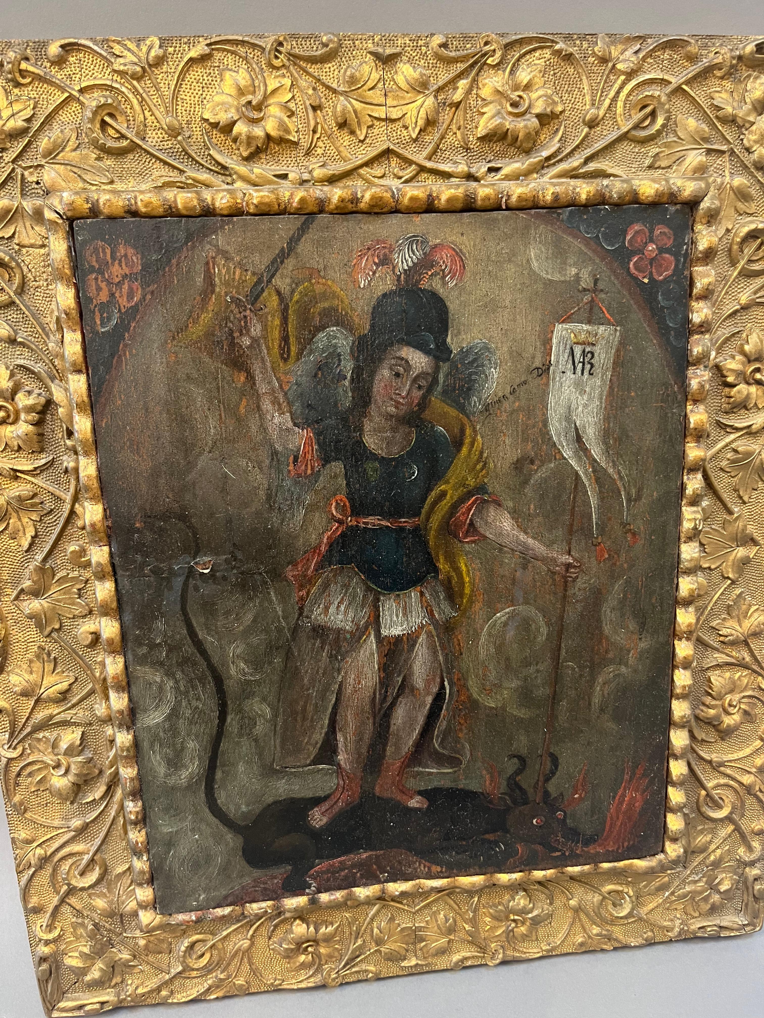 Oiled 17th Century Spanish Colonial Peruvian Painting For Sale