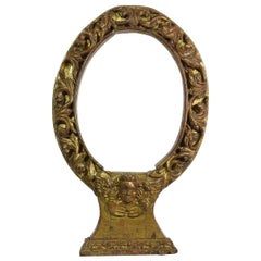 17th Century, Spanish Giltwood Baroque Altarpiece with Angel Head