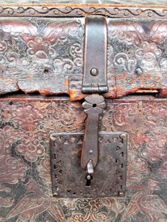 18th Century Spanish Colonial Tooled Leather Trunk