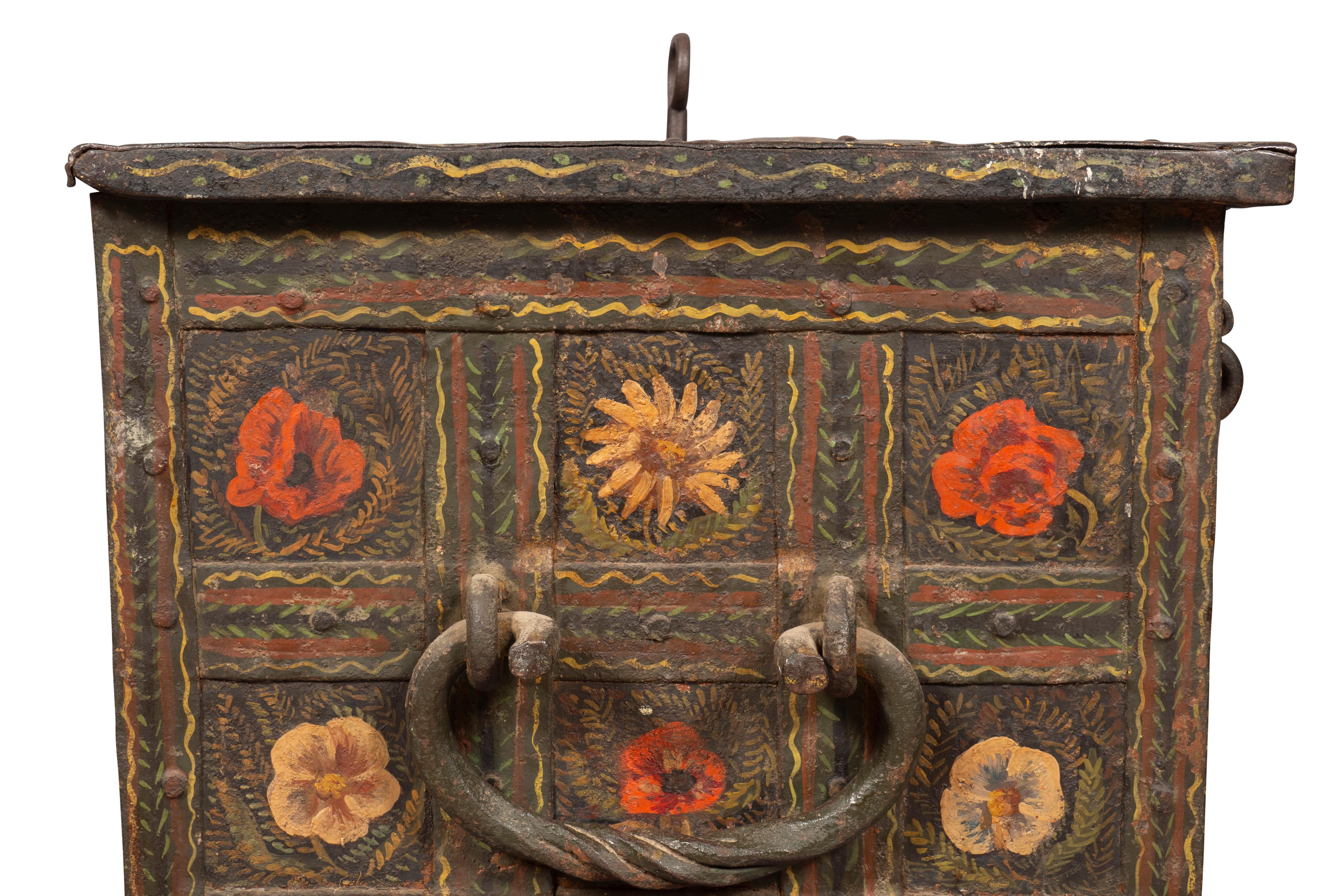 17th Century Spanish Iron and Strapwork Strongbox Chest 7