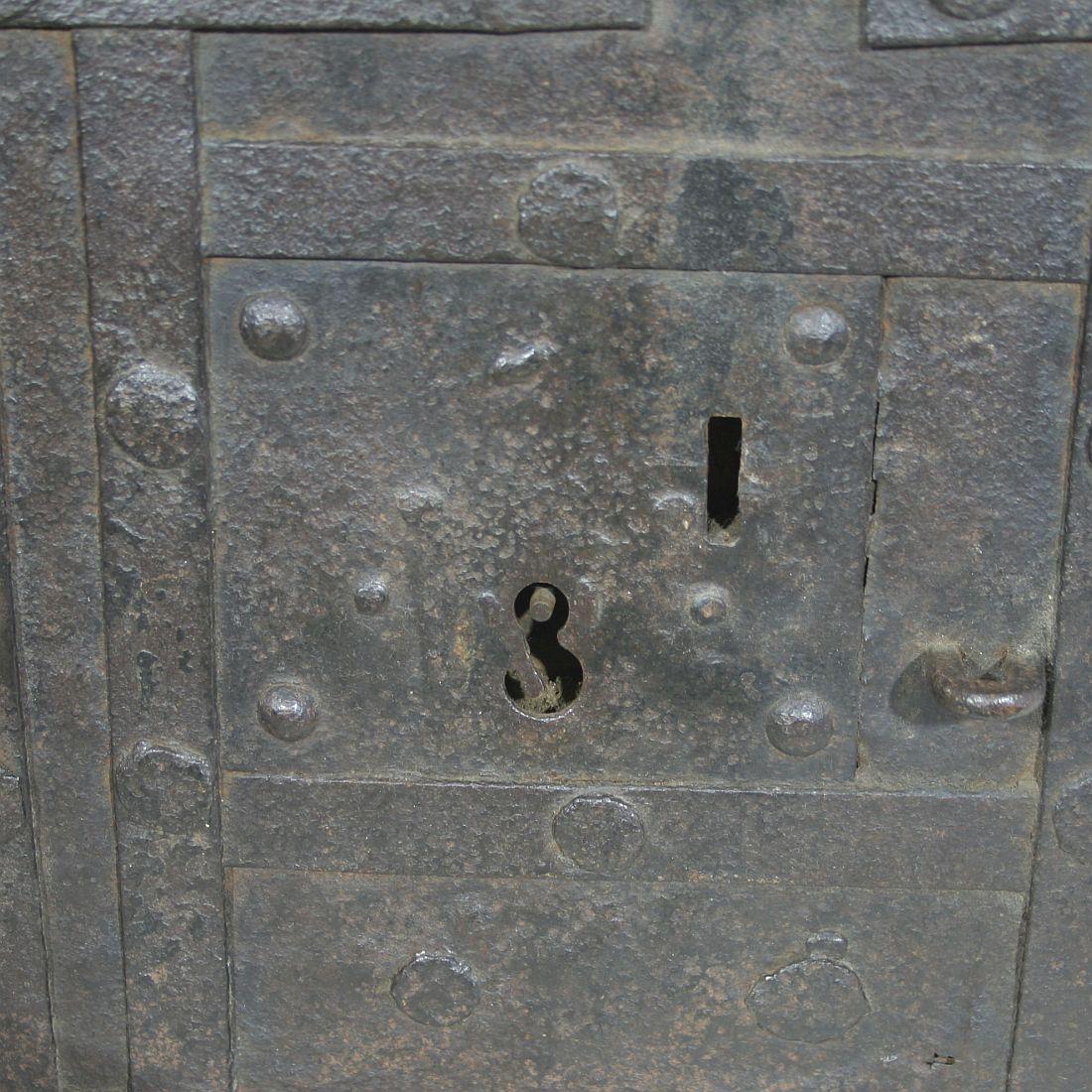 17th Century Spanish Iron with Wood Strongbox 8