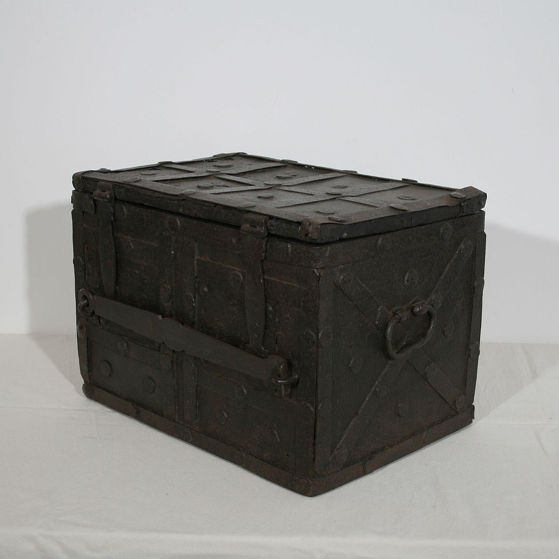 Baroque 17th Century Spanish Iron with Wood Strongbox