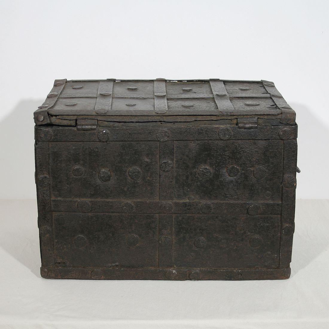 17th Century Spanish Iron with Wood Strongbox 1