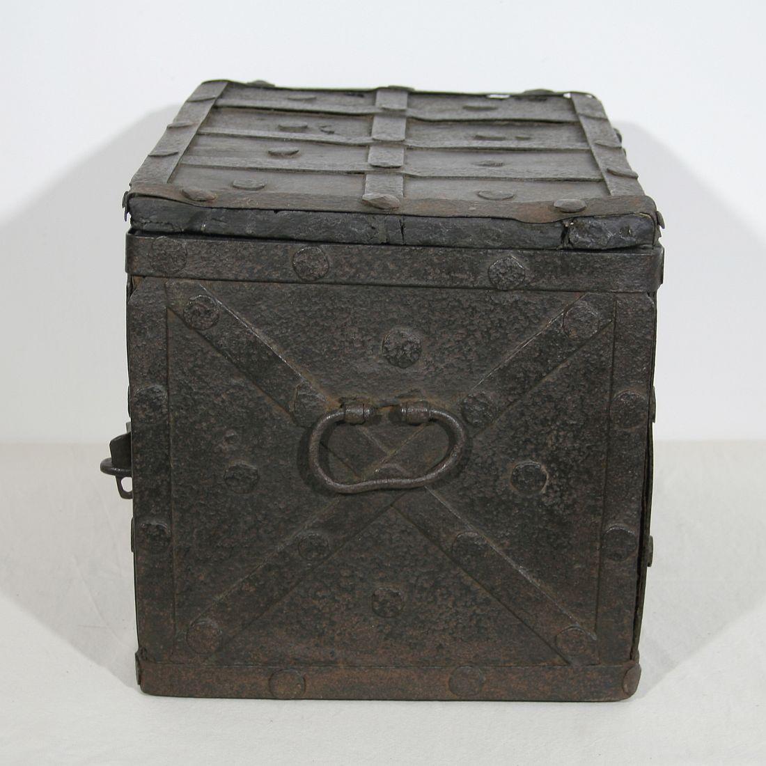 17th Century Spanish Iron with Wood Strongbox 2
