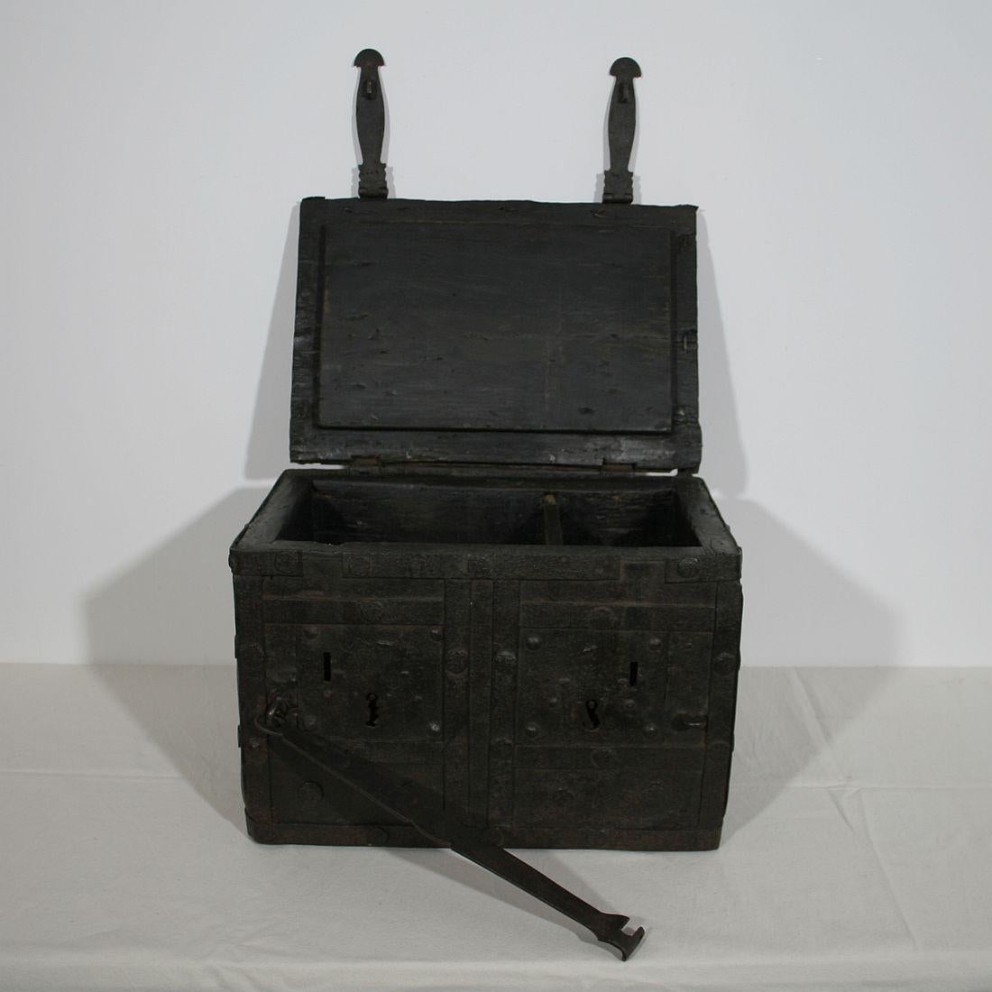 17th Century Spanish Iron with Wood Strongbox 3