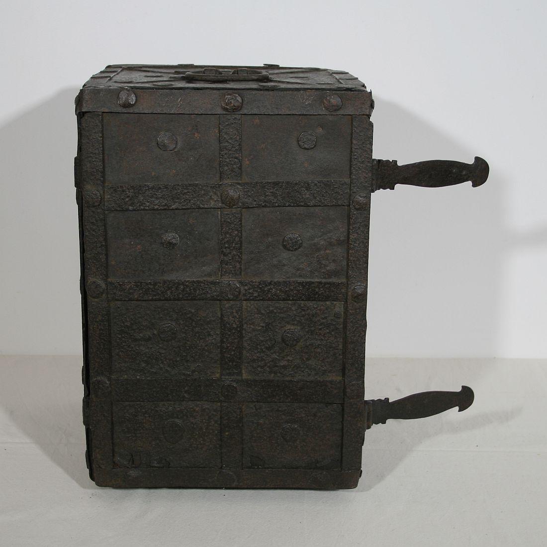 17th Century Spanish Iron with Wood Strongbox 4