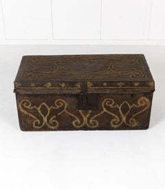 17th Century Spanish Leather Trunk