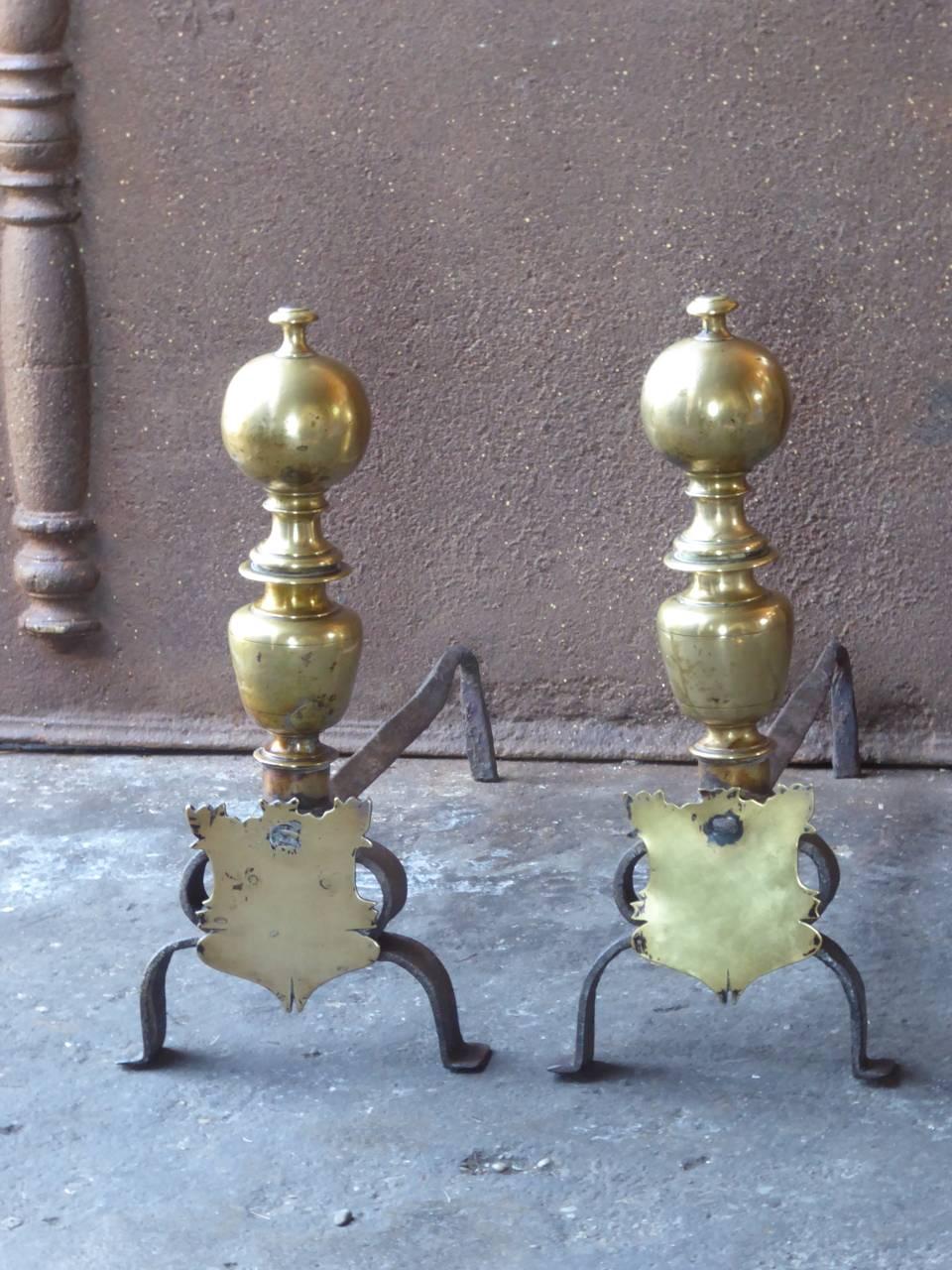 17th Century Spanish Louis XIII Andirons or Firedogs In Good Condition In Amerongen, NL