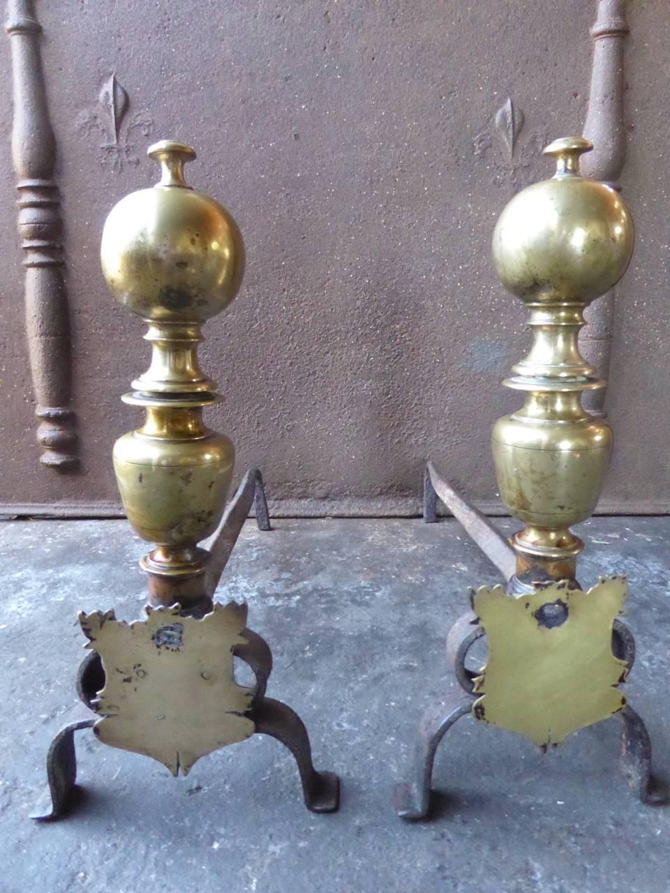 18th Century and Earlier 17th Century Spanish Louis XIII Andirons or Firedogs