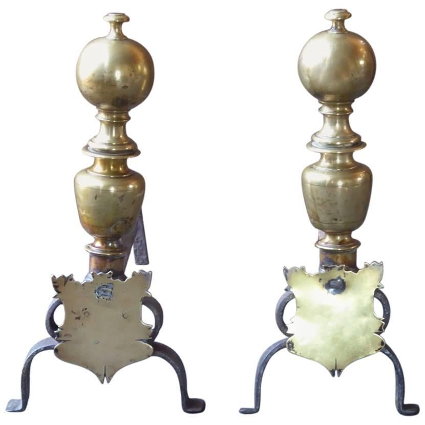 17th Century Spanish Louis XIII Andirons or Firedogs