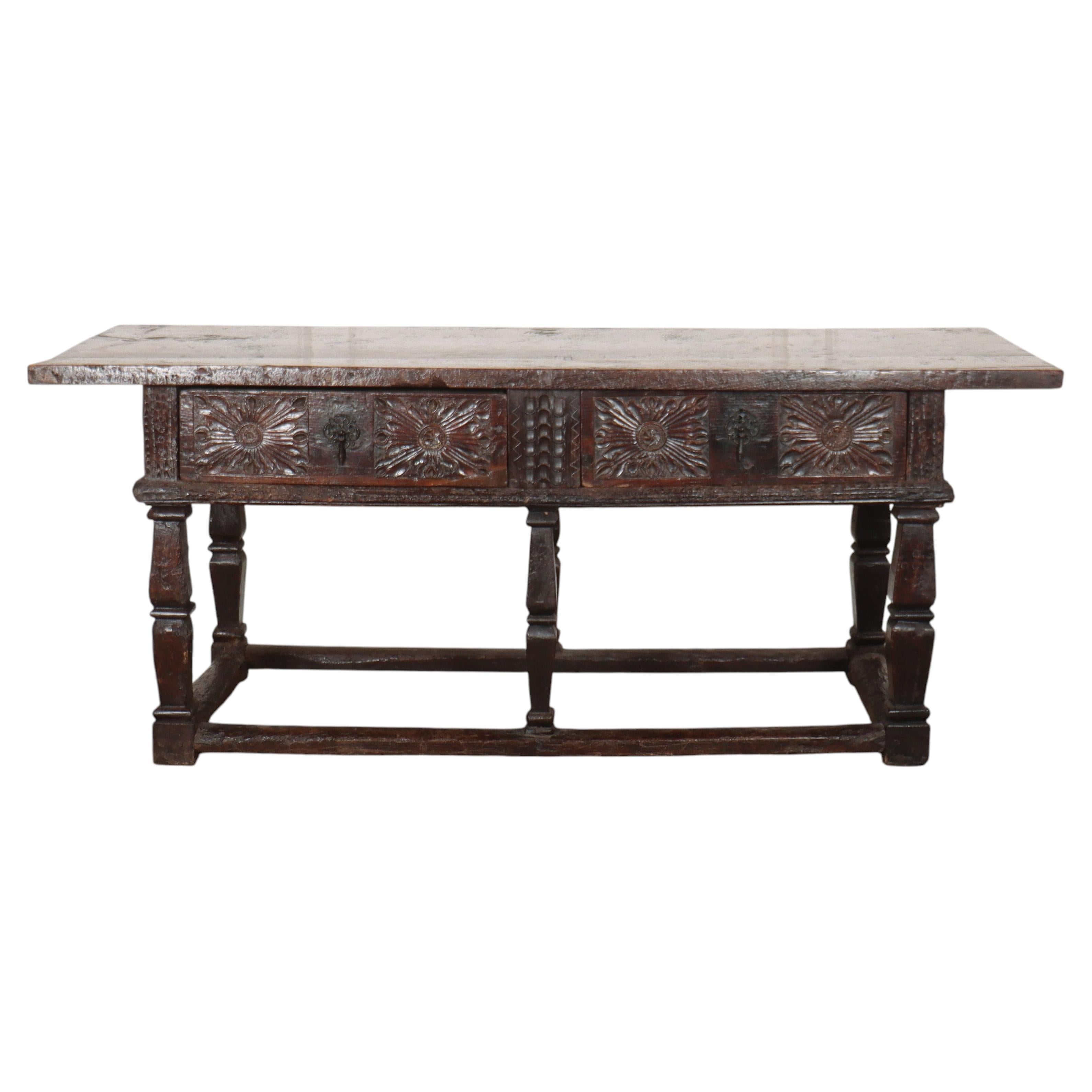 17th Century Spanish Oak Console Table / Sideboard For Sale