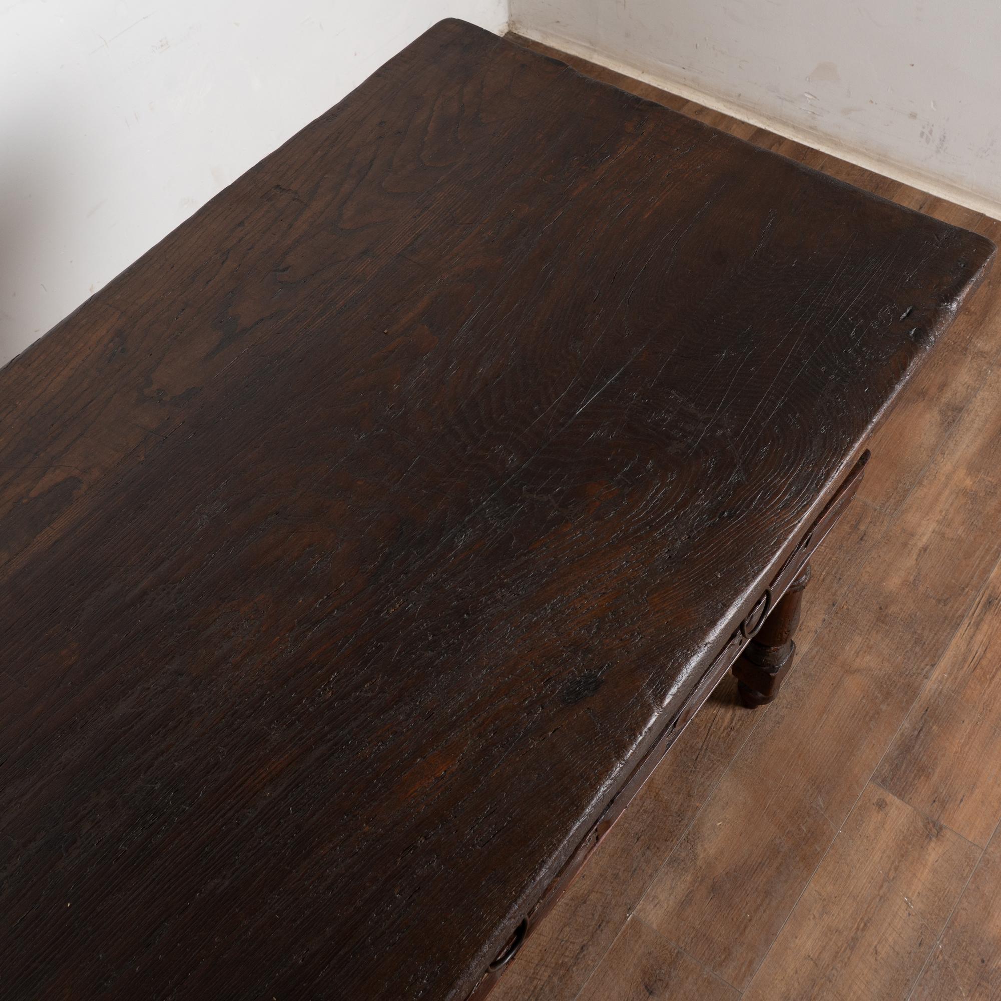 18th Century and Earlier 17th Century Spanish Oak Console Table with Three Drawers For Sale