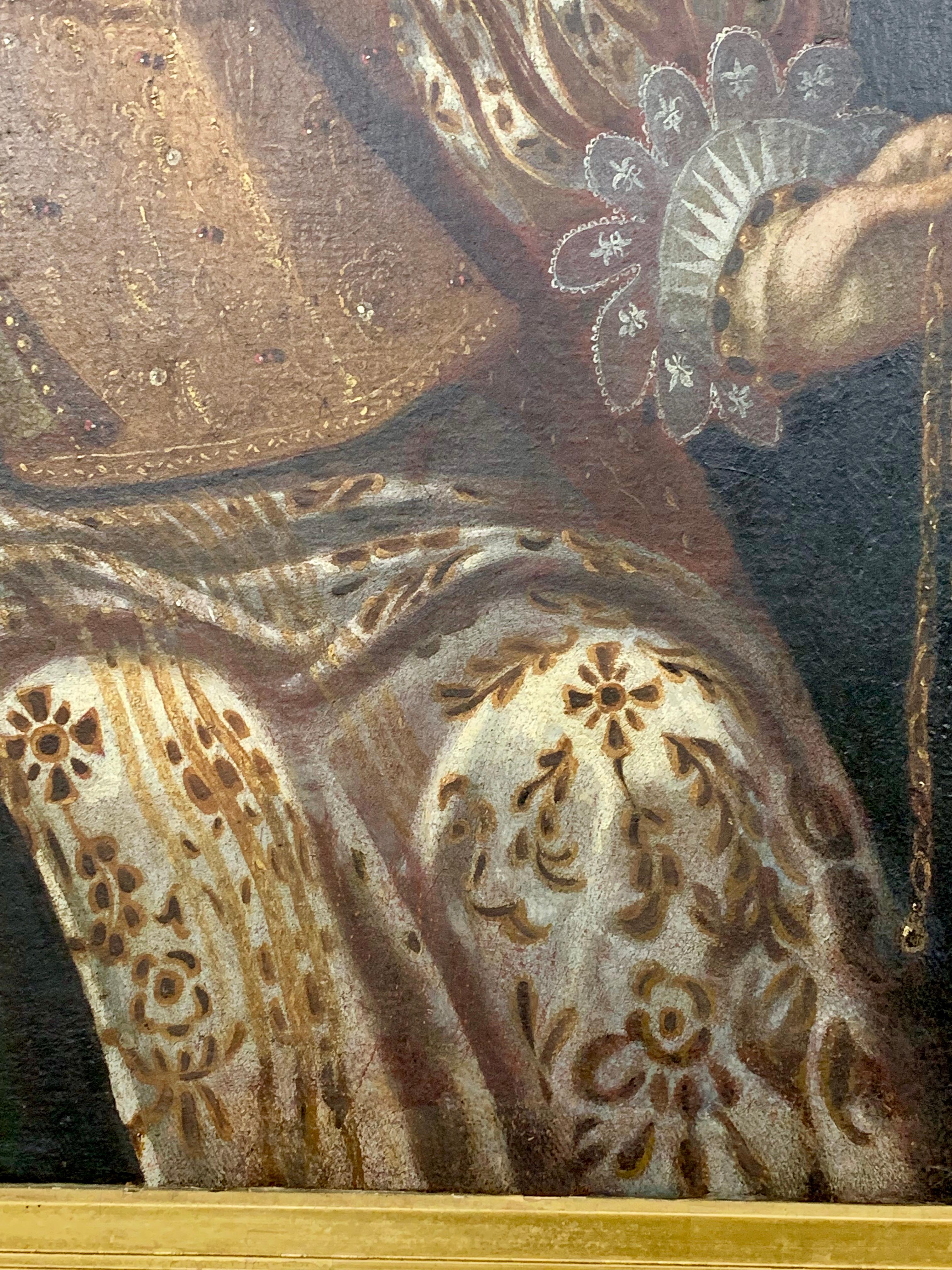 Spanisches Ölgemälde auf Leinwand aus dem 17. Jahrhundert mit der Darstellung einer Königin im Zustand „Gut“ im Angebot in Los Angeles, CA