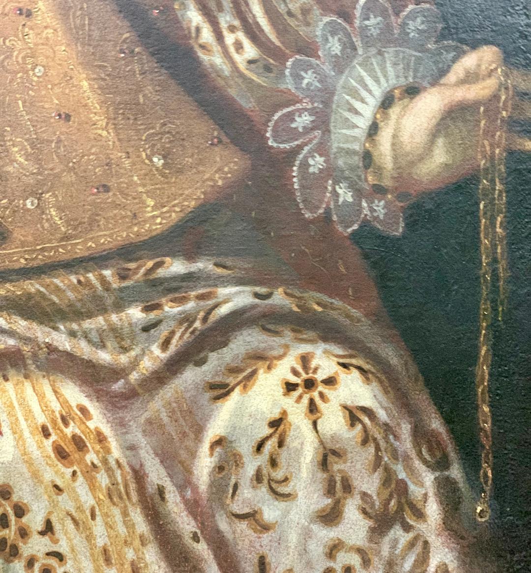 17th Century Spanish Oil on Canvas Depicting a Queen In Good Condition For Sale In Los Angeles, CA