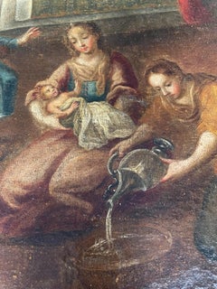 17th Century Spanish Old Master Painting, The Birth of the Virgin