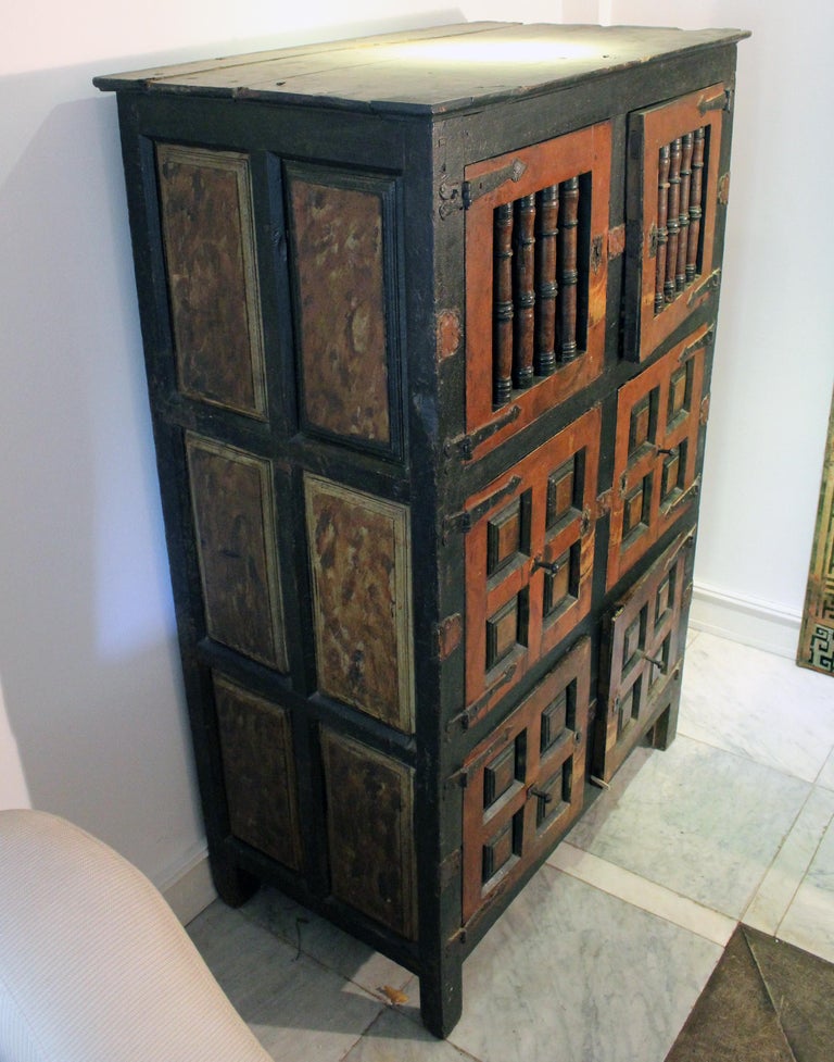 17th Century Spanish Painted with Original Doors, Locks and