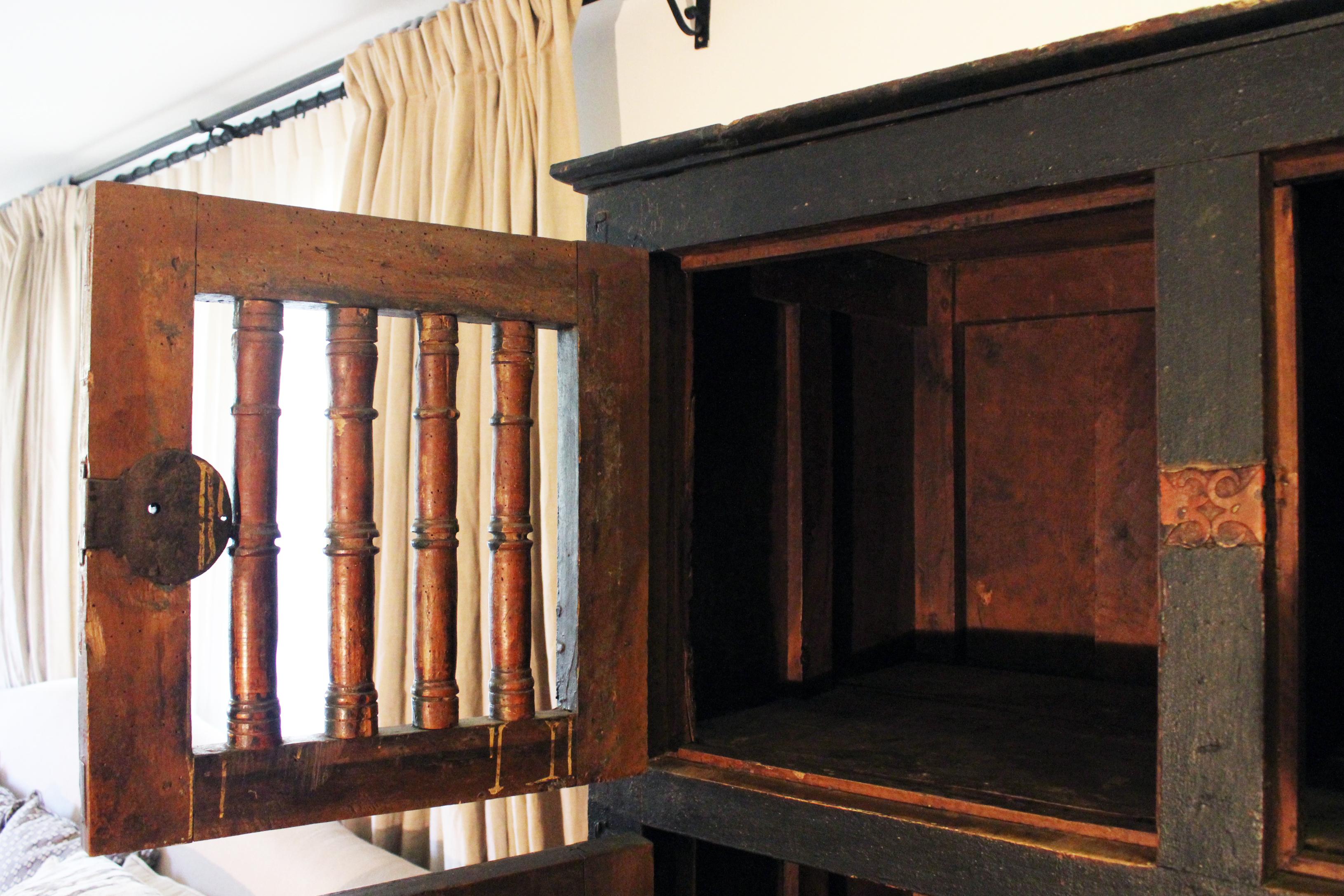 17th Century Spanish Painted Cabinet with Original Doors, Locks and Fittings 2