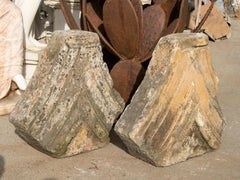 17th Century Spanish Pair of Hand Carved Church Arched Vault Keystones