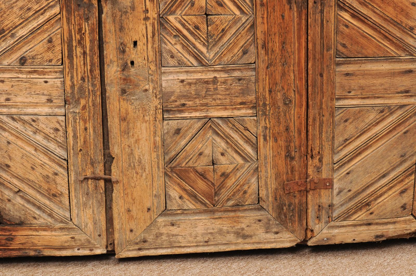 17th Century Spanish Pine cabinet with 2 drawers & open shelf above Cabinet Door, Pyrenees.