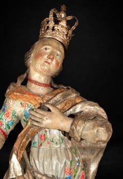 17th Century Spanish Polychrome Immaculate Conception Sculpture