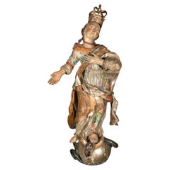 17th Century Spanish Polychrome Immaculate Conception Sculpture
