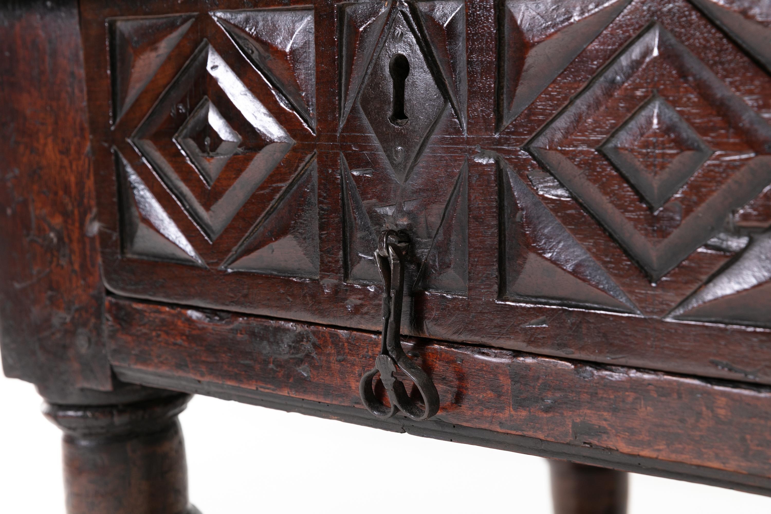 17th Century Spanish Provincial Carved Walnut Side Table 4