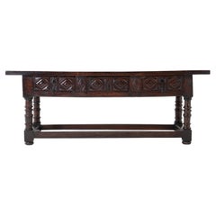 17th Century Spanish Provincial Carved Walnut Side Table