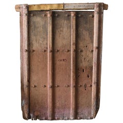 Antique 17th Century Spanish Rustic Door with Original Inset Iron and Original Paint