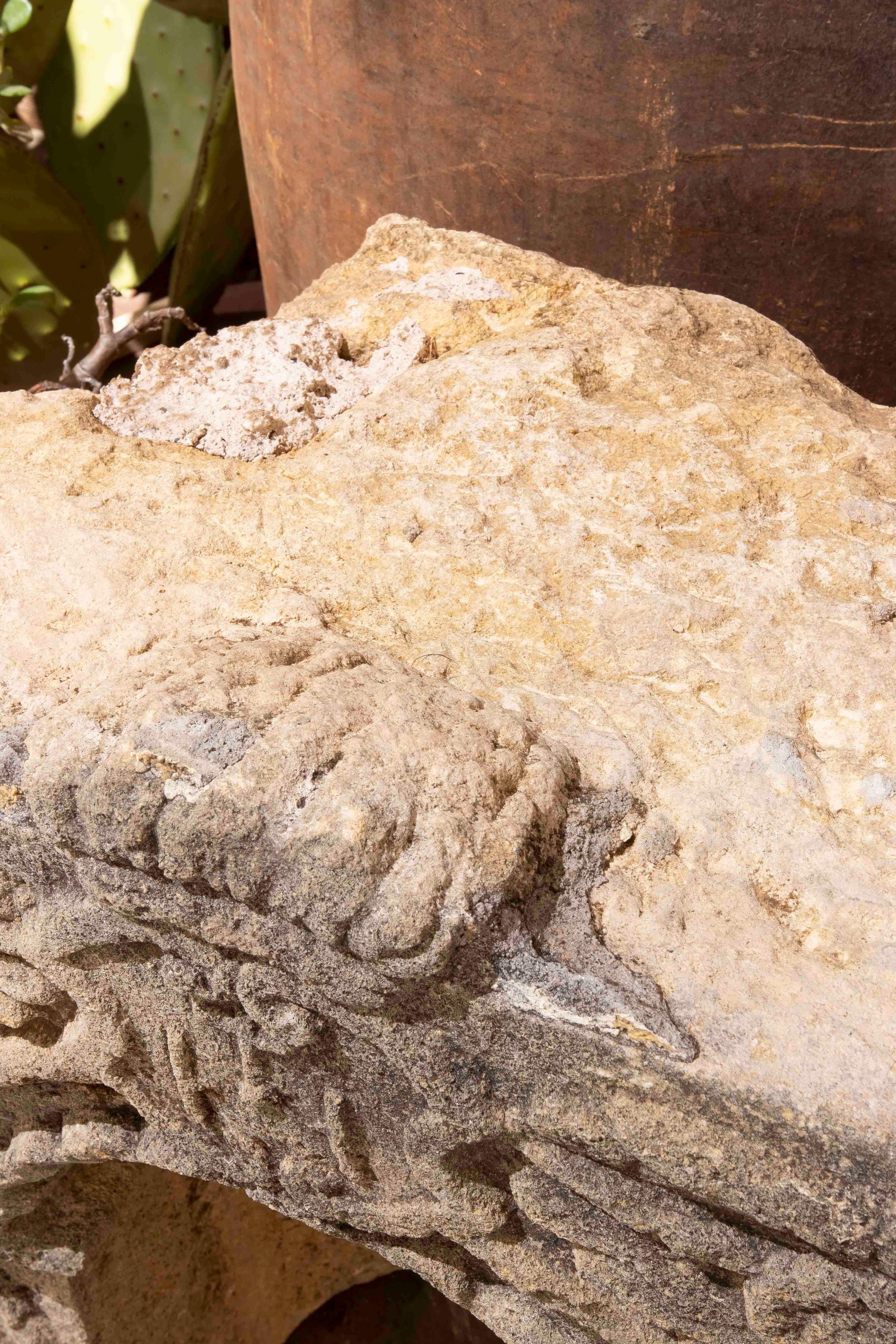 Nicchia in pietra arenaria spagnola del XVII secolo intagliata a mano con fiori 2