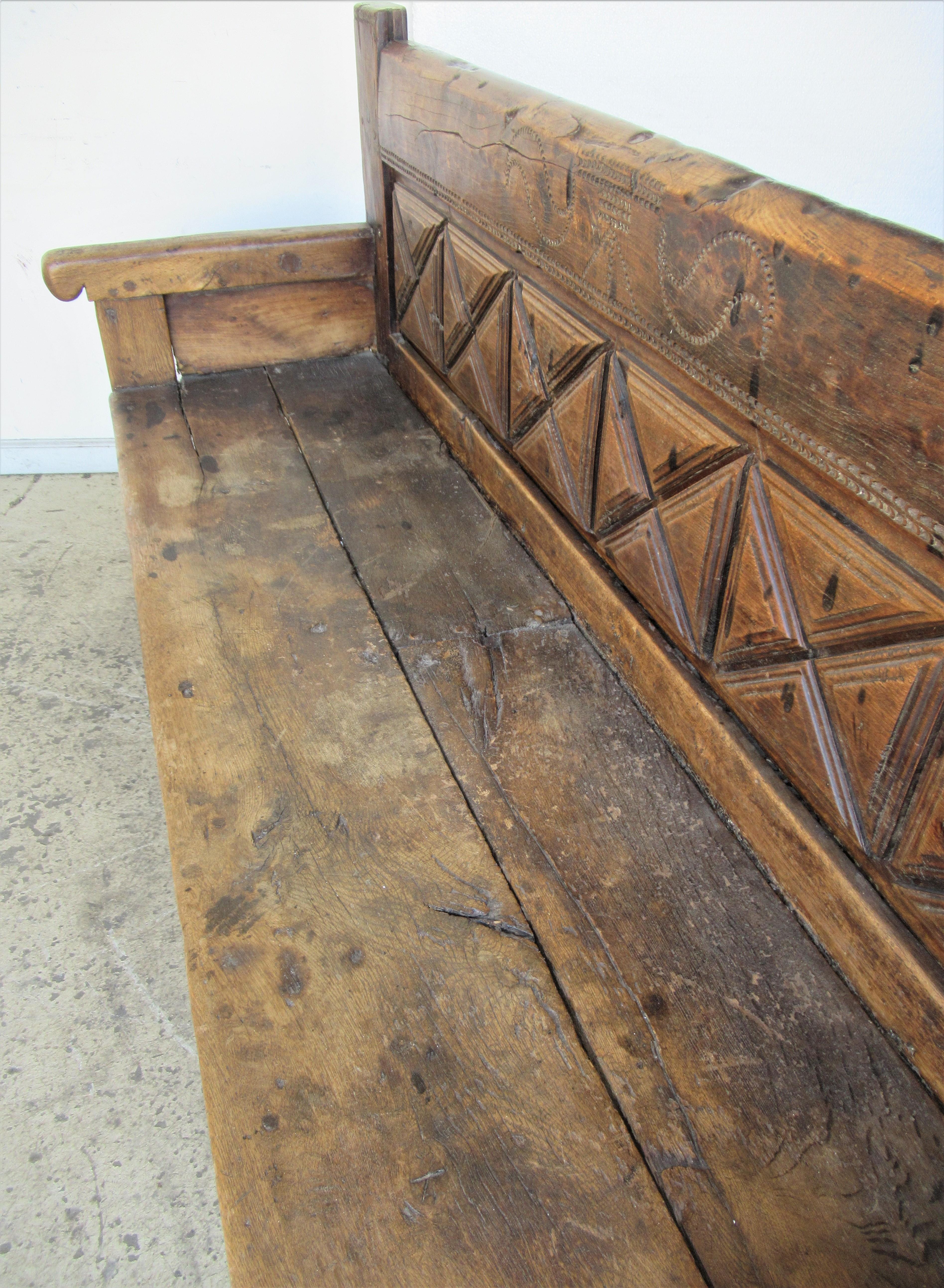 Hand-Carved 17th Century Spanish Bench