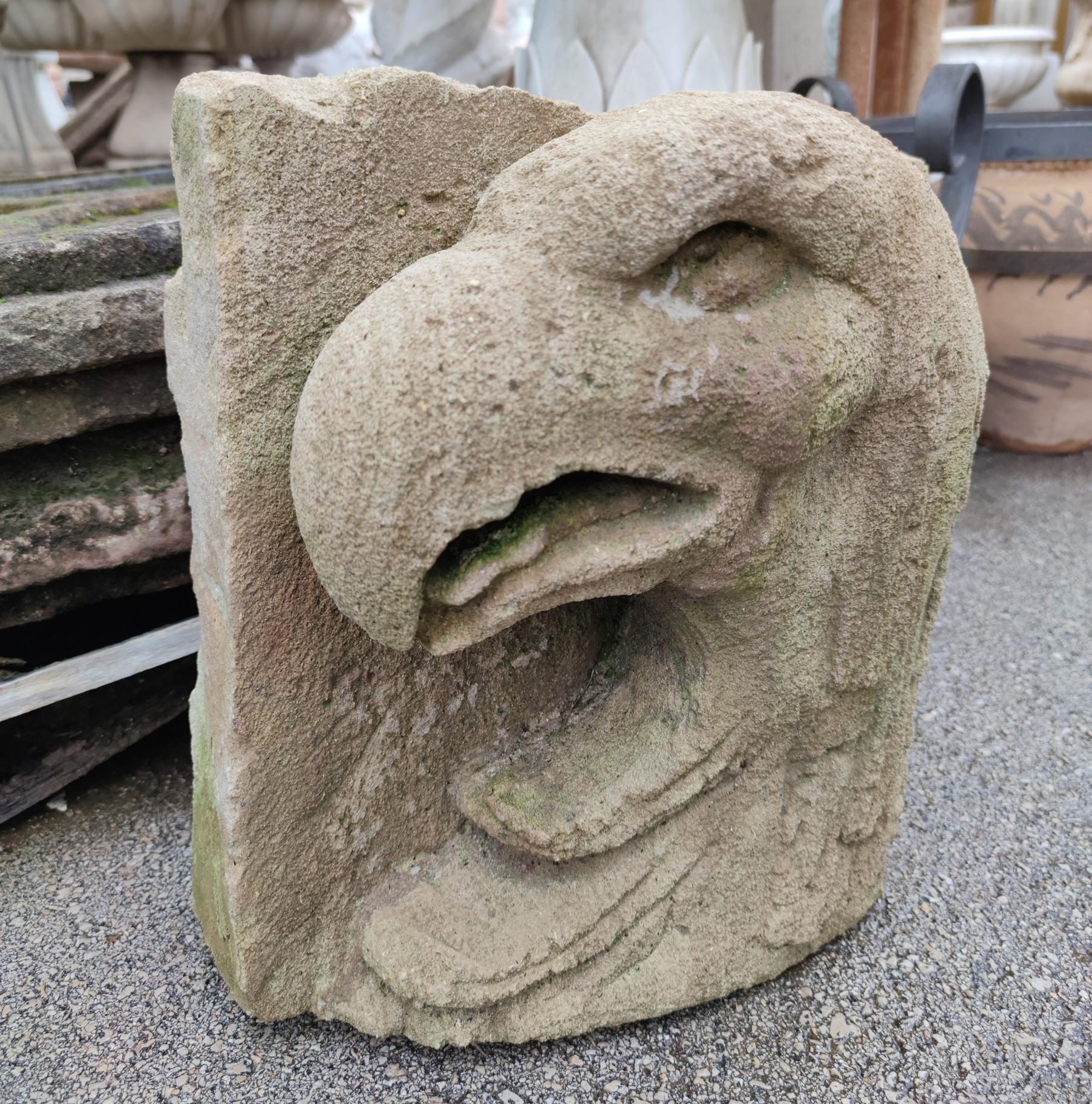 Hand-Carved 17th Century Spanish Stone Bass-Relief Eagle Head