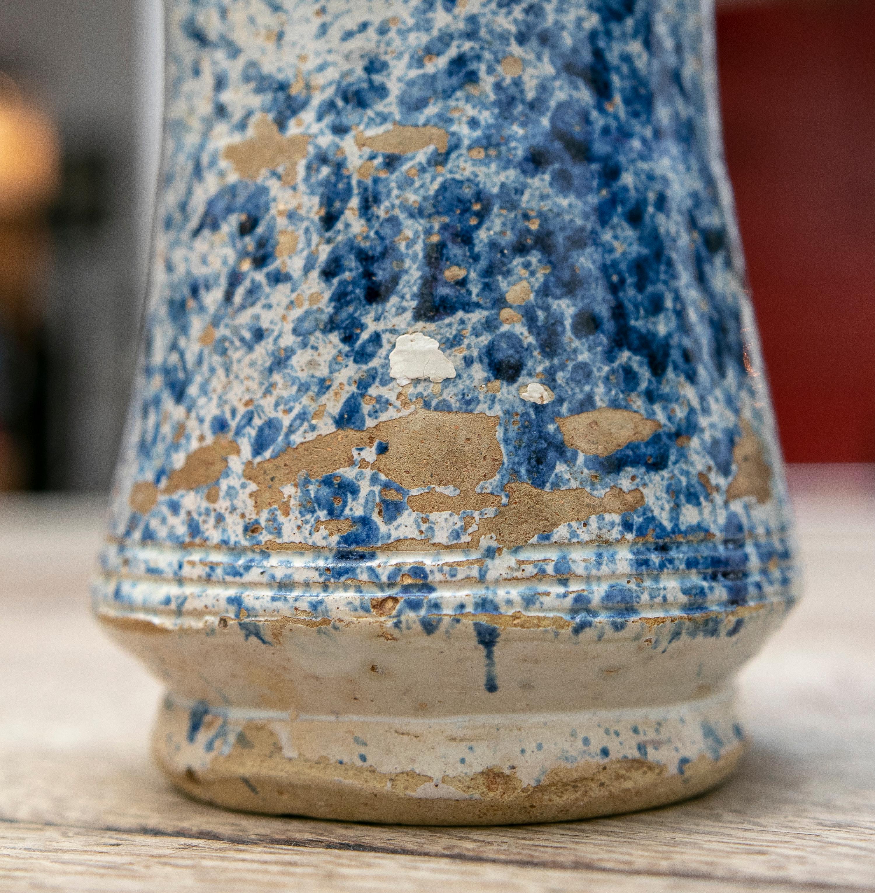 17th Century Spanish Talavera Pharmacy Jar in Blue Glazed Ceramic For Sale 6