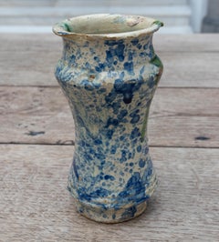 17th Century Spanish Talavera Pharmacy Jar in Blue Glazed Ceramic