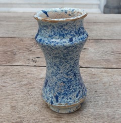 17th Century Spanish Talavera Pharmacy Jar in Blue Glazed Ceramic